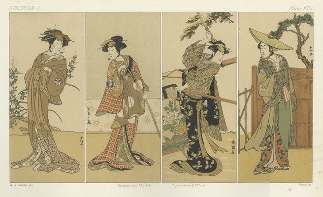 Four Women in Edo-Period Kimono, 1882, Print for sale at Pamono