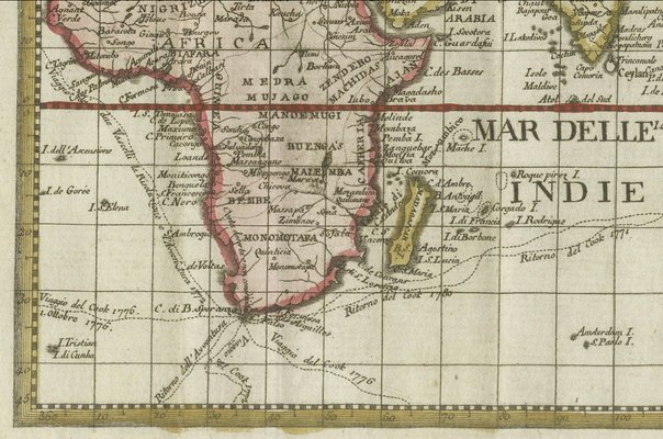 Weltkarte mit Captain Cooks Entdeckungsrouten