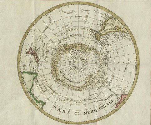 World Map Featuring Captain Cooks Exploration Routes and Polar