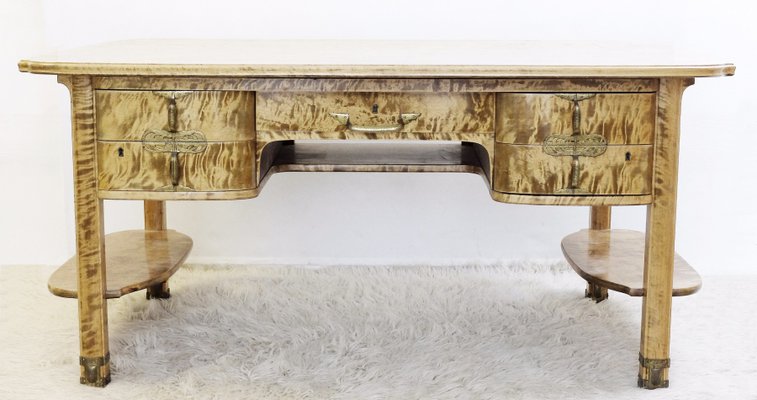Swedish Birch And Brass Writing Desk 1920s For Sale At Pamono