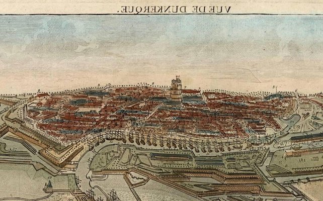Basset, Bird's-Eye View of Dunkirk Harbor with 66 Landmarks