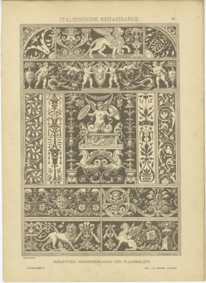 Italian Renaissance Artistic Designs, 1887, Paper, Set of 4 for