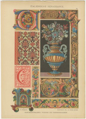 Italian Renaissance Artistic Designs, 1887, Paper, Set of 4 for