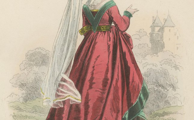 Noble Lady in Medieval Attire, 1800s, Paper for sale at Pamono