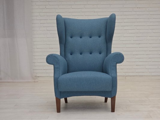 Fritz Hansen Danish Chair ヴィンテージ Fritz Hansen Style Danish Wing Chair in Shearling Curly