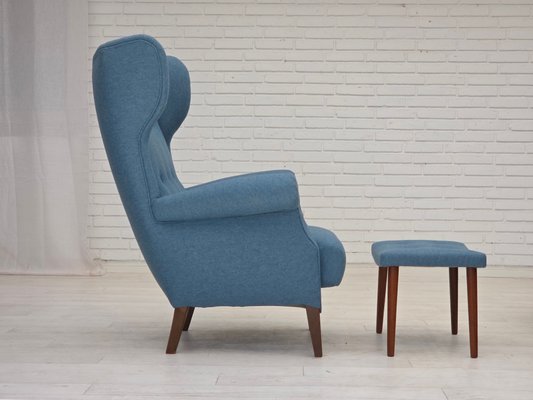 Danish Chair with Stool by Fritz Hansen, 1960s, Set of 2 for