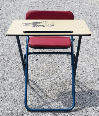 Folding Childrens Desk and Study Chair, Italy, 1970s for sale at