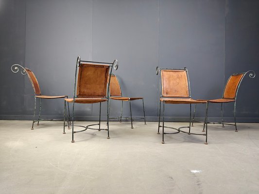 Spanish Wrought Iron Dining Chairs, 1960s, Set of for sale at Pamono
