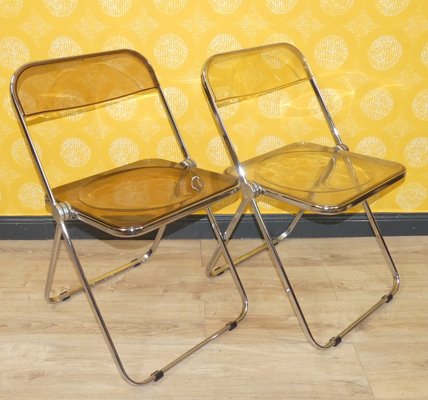 Plia Folding Chair in Brown Plastic by Giancarlo Piretti for