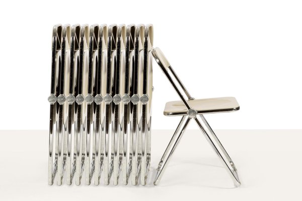 二脚オリジナル CASTELLI PLIA Giancarlo Piretti Blue Plia Folding Chair by Piretti for Anonima Castelli 70s