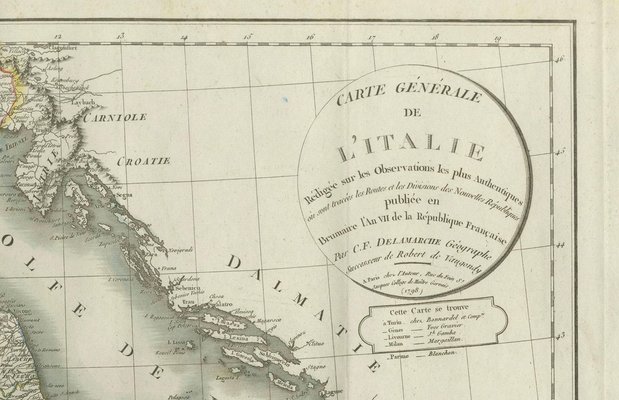 Ancienne Carte D'Italie Par Vaugondy Et Delamarche – Gravure D'époque XIXe, Vrai Morceau D'histoire Pour Les Amateurs De Cartes Anciennes