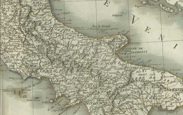 Ancienne Carte D'Italie Par Vaugondy Et Delamarche – Gravure D'époque XIXe, Vrai Morceau D'histoire Pour Les Amateurs De Cartes Anciennes
