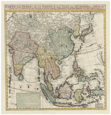 Antique Map of India, Southeast Asia and the Far East, 1719 for