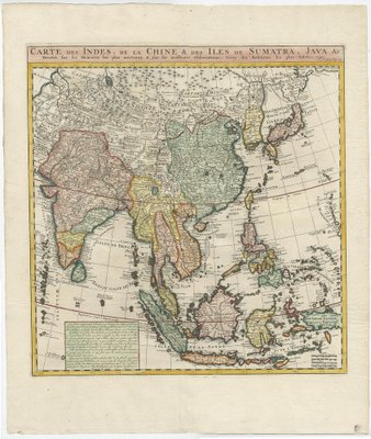 Antique Map of India, Southeast Asia and the Far East, 1719 for