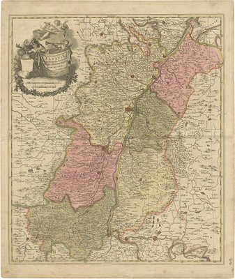 Antique Map of the Alsace Region of France by Schenk, 1700 for
