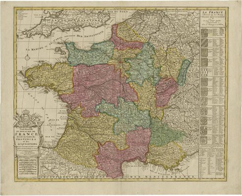 Antique Hand-Colored Map of France by J.B. Elwe, 1792 for sale at