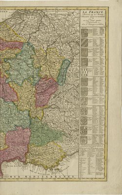 Antique Hand-Colored Map of France by J.B. Elwe, 1792 for sale at