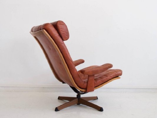 Mid Century Leather Easy Chair From Gote Mobler For Sale At Pamono