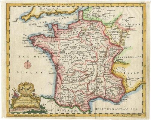 Antique Map of France, 1756 for sale at Pamono