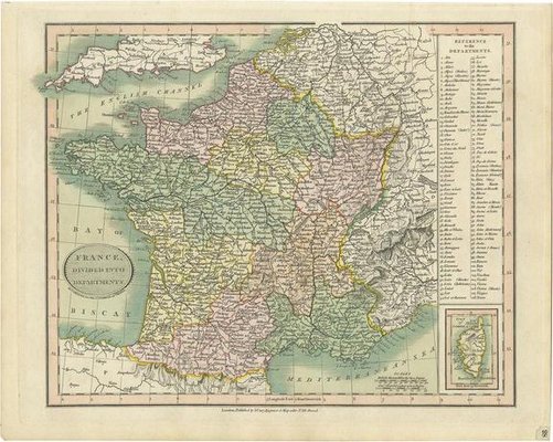 Antique Map of France, 1816 for sale at Pamono