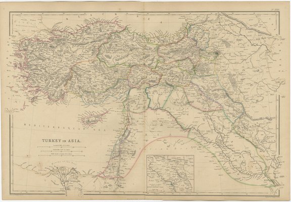 Map of Turkey in Asia with Mosul Environs and Assyrian Ruins Inset