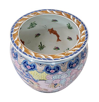 Large Chinese Handmade Ceramic Planter Pot, 1980s for sale at Pamono