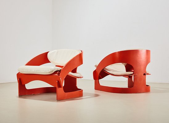 Set of 4801 Lounge Chairs by Joe Colombo for Kartell, 1960s for