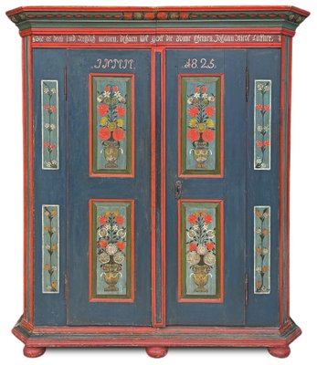 Blue Floral Painted Cabinet, 1825 for sale at Pamono