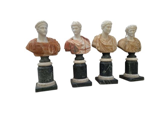 Busti di imperatori romani in marmo intagliato a mano, Italia, 1980, set di 