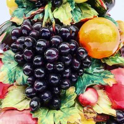 Large Porcelain Fruit Basket in the style of Capodimonte, 1950s