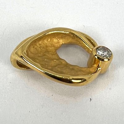 Collana vintage astratta in oro giallo a 18 carati e foglia di diamante,  anni '60