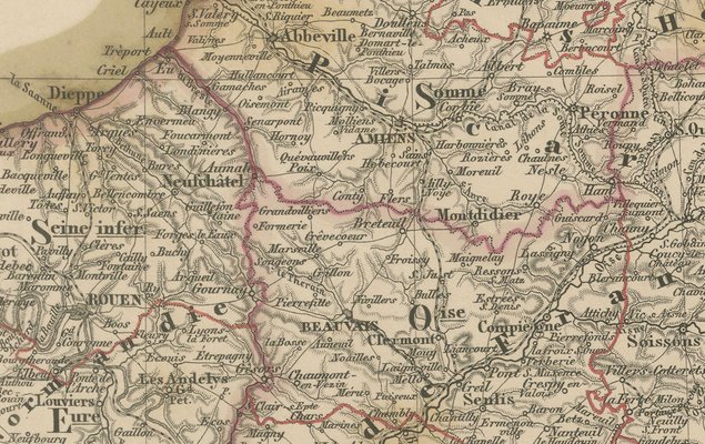 Antique Map of Alsace, Lorraine and Champagne in Northeastern