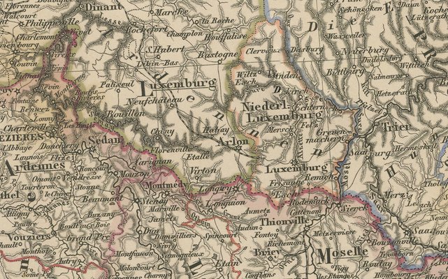 Antique Map of Alsace, Lorraine and Champagne in Northeastern