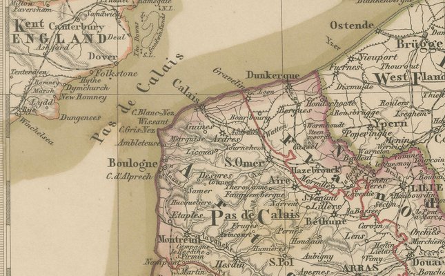 Antique Map of Alsace, Lorraine and Champagne in Northeastern