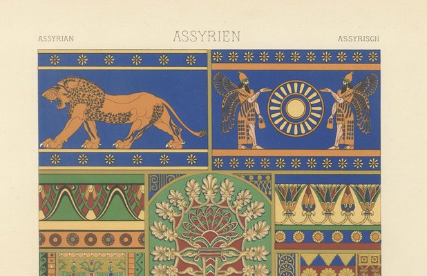 After Racinet, Assyrian Ornament with Ancient Motifs and Symbols