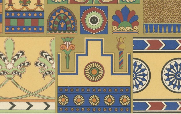 After Racinet, Assyrian Ornament with Ancient Motifs and Symbols