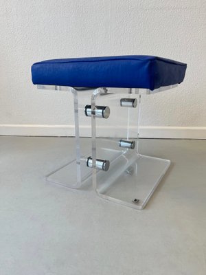 Vintage Acrylic Glass and Metal Stool from Marais International