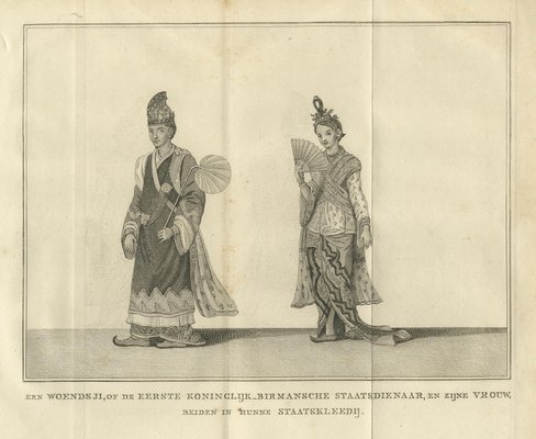 Ufficiale birmano reale e sua moglie in abiti di stato, 1800