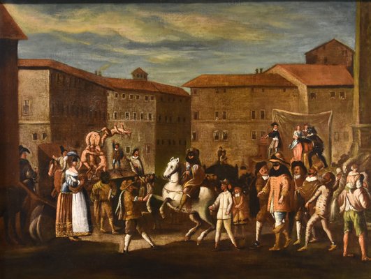 Bottega di Michelangelo Cerquozzi, Carnevale a Roma in Piazza Navona, 1650,  Olio su tela