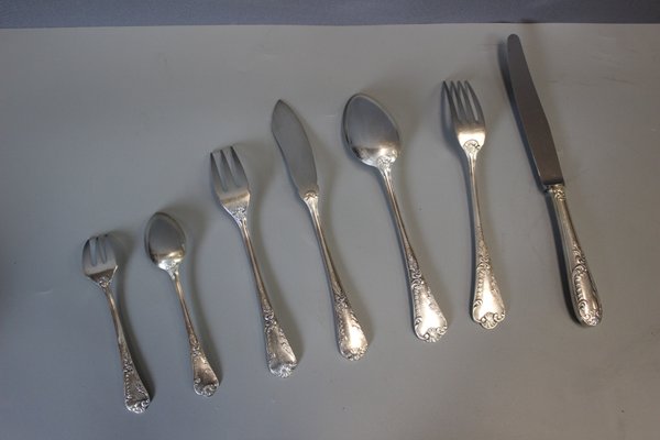 6 Couteaux de table Frionnet en métal argenté style Louis xv,Rocaille,Marly. • EUR 29,00