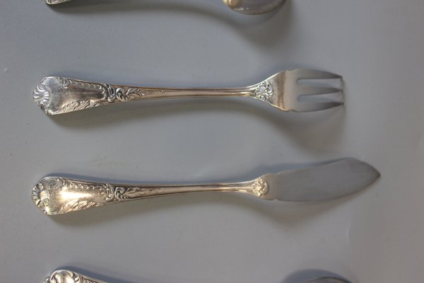 Louis XV Style Cutlery Service by François Frionnet, 1940s, Set of