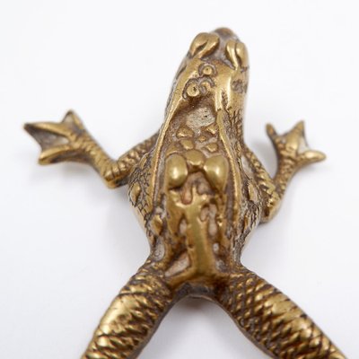 Rana Portafortuna In Ottone Massiccio - Scultura Decorativa In Metallo Per Casa O Ufficio