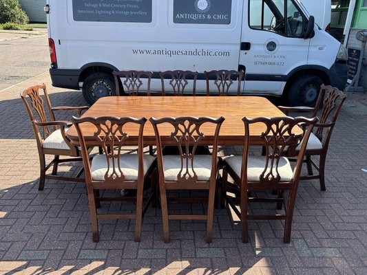 Antique Mahogany Dining Table and Chairs, Set of for sale at Pamono