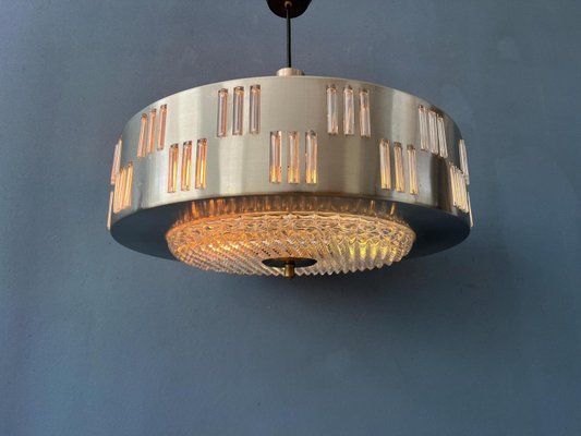 Mid-Century Modern Ufo Pendant Lamp with Crystal Glass for