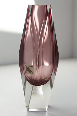 Italian Murano Thick Faceted Sommerso Glass Vase by Flavio Poli