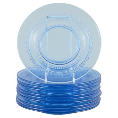 Skandinavische Blaue Glasteller, 1970er, 10 . Set bei Pamono kaufen