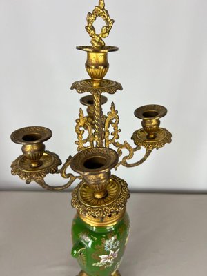 Antique French Garniture Set with Clock and Candelabras, Set of 3