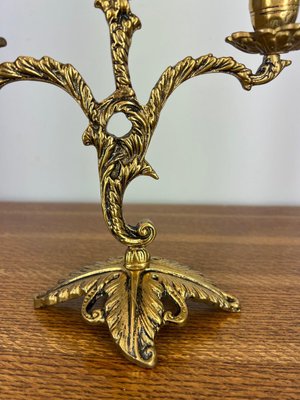 Vintage Rococo Ornate Brass Mantel Clock & 2 Candelabra Set, Set