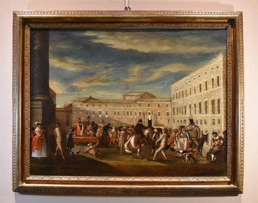 Bottega di Michelangelo Cerquozzi, Carnevale Roma Piazza Colonna, 1640,  Olio su tela