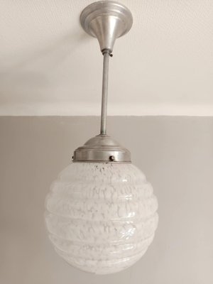 Art Deco Clichy Glass Globe Pendant Light, 1930s - Main Image